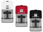 Drei Kenwood kMix Kaffeemaschinen in Weiß, Rot und Schwarz.
