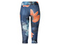 Dunkelblaue Leggings mit orangefarbenem Blumenmuster