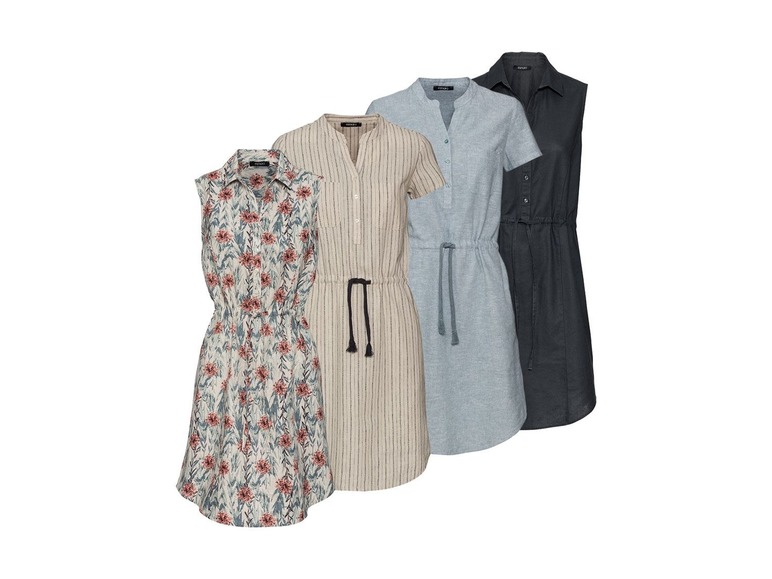Gehe zu Vollbildansicht: ESMARA® Leinenkleid, Bindeband an der Taille, mit Tunika- oder Polokragen, mit Baumwolle - Bild 1