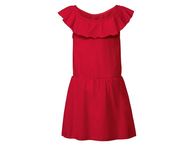 Rotes Kleid mit Rüschen