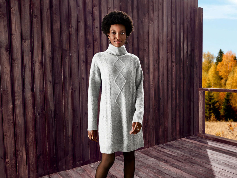 Gehe zu Vollbildansicht: esmara Damen Grobstrick Pulloverkleid, mit modischem Zopfmuster - Bild 6