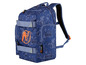 Ein blauer Rucksack mit orangefarbenen Details und dem Nerf-Logo.