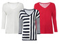 Drei Langarm-Shirts: unifarben und gestreift.