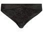 Schwarze String-Unterwäsche mit Spitze.