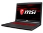 Ein schwarzer MSI Gaming-Laptop mit rot beleuchteter Tastatur.