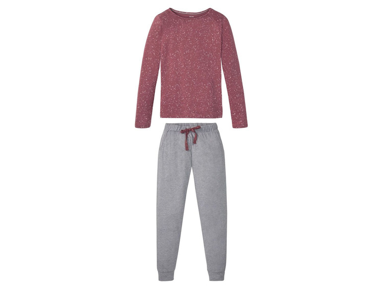 Rosa Schlafanzug mit langen Ärmeln und grauen Hosen