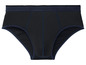 Schwarze Unterhose mit blauem Saum.