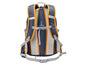 Ein blauer Rucksack mit orangefarbenen Details und dem Air Stream Logo.