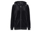 Schwarze Kapuzenjacke aus Velours mit Reißverschluss.