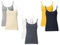 Drei Paar Tanktops, darunter ein gestreiftes Modell.