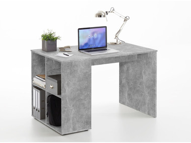 FMD Schreibtisch-Regalkombination, klassisches Design, pflegeleicht, platzsparend, 4 Ablageflächen