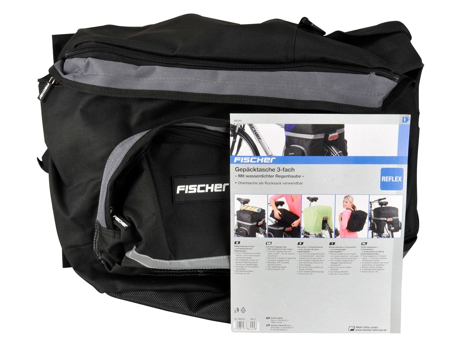 fischer 2 in 1 gepäckträgertasche