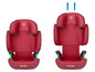 Zwei rote Maxi-Cosi Autositze mit verstellbaren Kopfstützen.