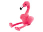 Ein rosa Plüsch-Flamingo-Spielzeug.