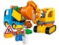 Lego Duplo Spielset mit LKW, Bagger und Figuren.