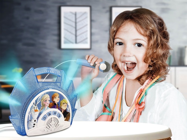 Gehe zu Vollbildansicht: ekids Disney Frozen 2 Karaoke Anlage für Kinder mit Mikrofonen Karaokemaschine FR-115 blau - Bild 2