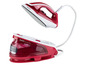 Ein rotes Tefal Express Easy Dampfbügeleisen mit abnehmbarem Bügeleisen.
