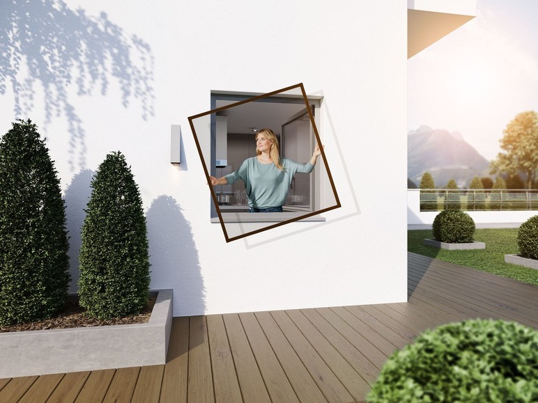 Gehe zu Vollbildansicht: wip Insektenschutz für Fenster, Aluminium, ohne Bohren, 100 x 120 cm - Bild 2