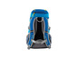 Blauer Rucksack mit Mesh-Paneelen.