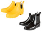 Gelbe und schwarze Gummistiefel.