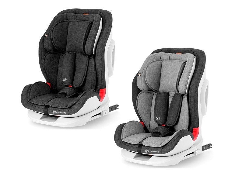 Zwei Kinderkraft Autositze in Grau und Schwarz.