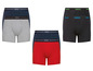 Drei Paar Boxershorts von MeXX in Grau, Schwarz und Rot.