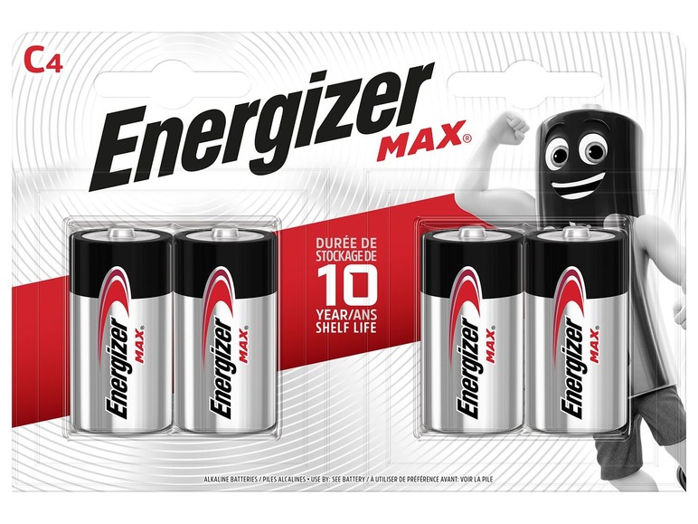 Zwei Energizer MAX C-Batterien in einer Packung.