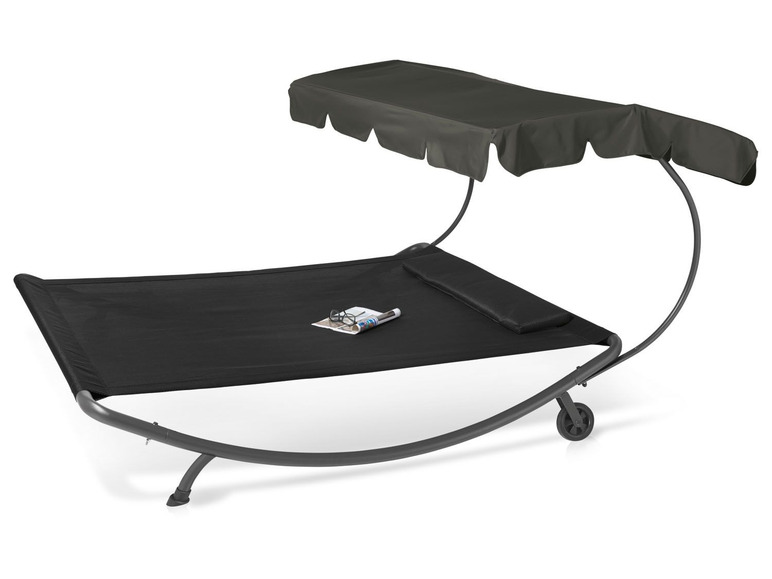 Go to full screen view: FLORABEST® double lounger, with adjustable sun visor, anthracite - Image 1