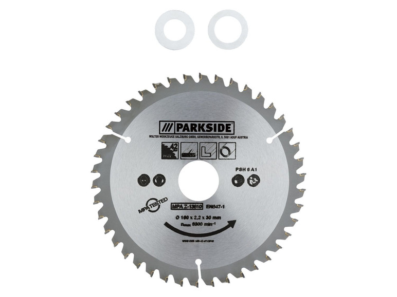 Parkside Sägeblätter für Holz, mit zwei Distanzhülsen.