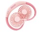 Ein rosa Unold tragbarer Nackenventilator mit zwei Flügeln.