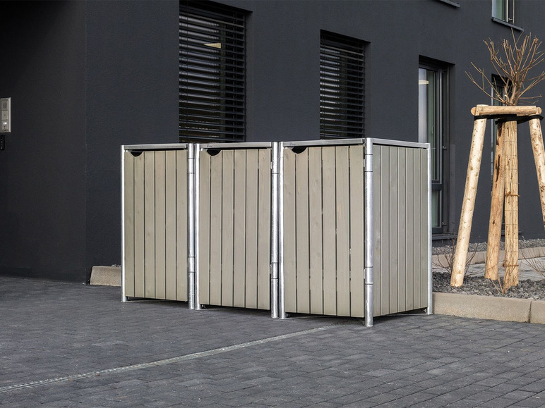 Gehe zu Vollbildansicht: HIDE Dänemark Mülltonnenbox, für Mülltonnen bis 240 Liter, Holz, mit Tür und Klappdeckel - Bild 4