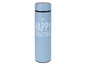 Eine hellblaue Thermosflasche mit dem Aufdruck 'Happy Together'.