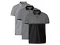 Drei Livergy Poloshirts in Grau und Schwarz.