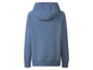 Ein blauer Hoodie mit Kapuze.