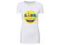 Weißes T-Shirt mit einem gelben Smiley, auf dem 'LIDL' steht.