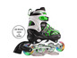 Inline-Skates mit grünen Rollen und LED-Leuchten.