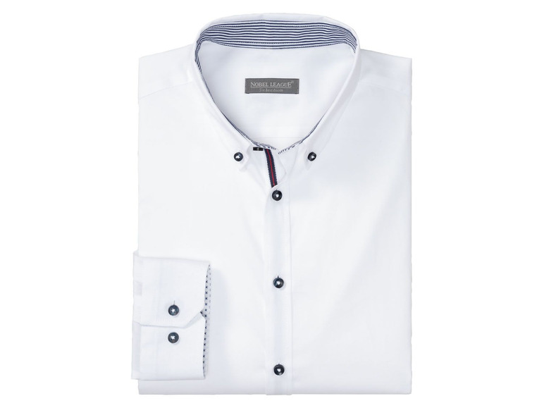 Weißes Herrenhemd mit langen Ärmeln von Noble League.