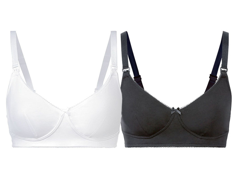 Zwei weiße und schwarze Still-BHs