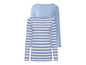 Zwei Langarmshirts: eines gestreift und eines einfarbig blau.