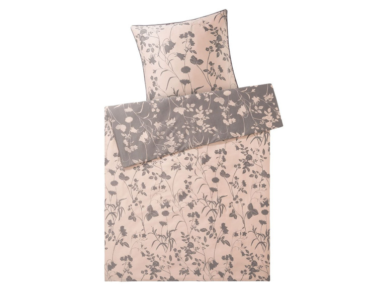 Beige Bettwäsche mit grauem Blumenmuster