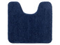 Eine dunkelblaue Badematte mit U-förmiger Öffnung.