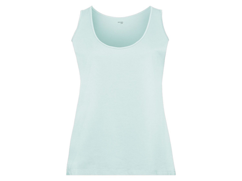 Ein hellblaues, ärmelloses Shirt für Damen.