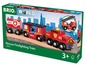 BRIO Holzzug mit Feuerwehrauto, Tankwagen und Schienen.