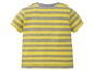 Ein gelb-graues gestreiftes T-Shirt.