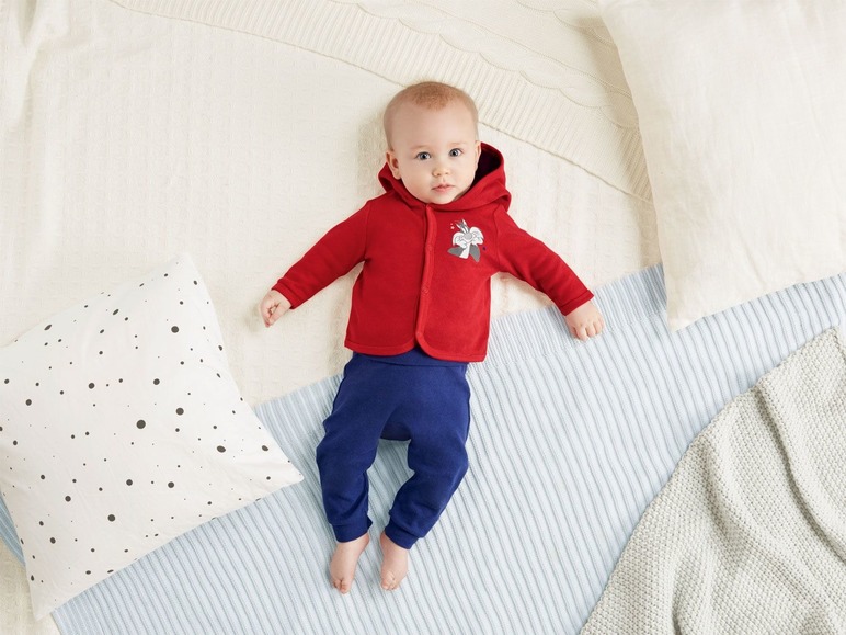 Gehe zu Vollbildansicht: Baby Jacke Jungen, 2 Stück, Knopfverschluss, mit Print und Kapuze, 100% Baumwolle - Bild 7