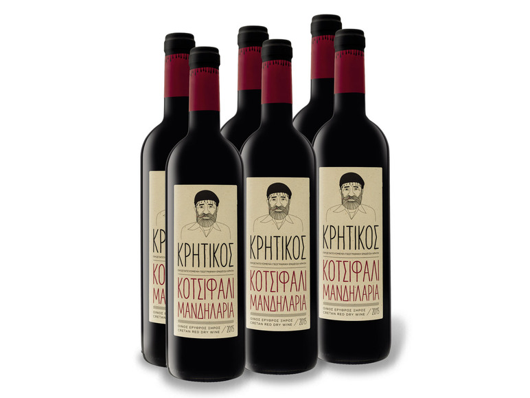 Gehe zu Vollbildansicht: 6 x 0,75-l-Flasche Weinpaket Kretischer Rotwein PGI trocken, Rotwein - Bild 1