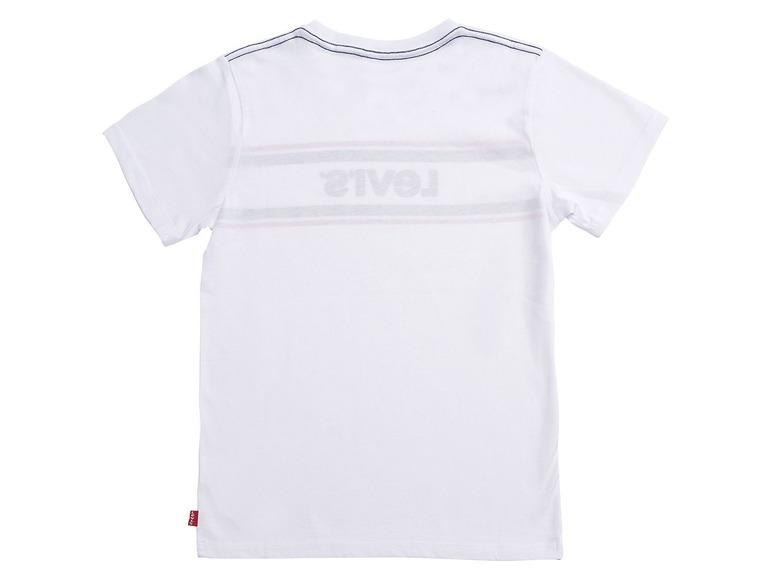 Weißes T-Shirt mit Levi's Logo und Streifen.