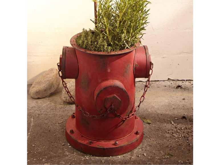 Gehe zu Vollbildansicht: Pureday Blumentopf Übertopf Hydrant Rostoptik Eisen rot - Bild 2