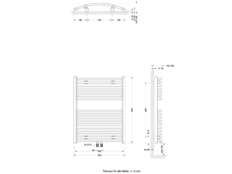 Gehe zu Vollbildansicht: Schulte Design-Heizkörper Venedig mit Mittenanschluss - Bild 5