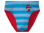 Blaue Unterhose mit roten Streifen und einem Super Wings-Motiv.